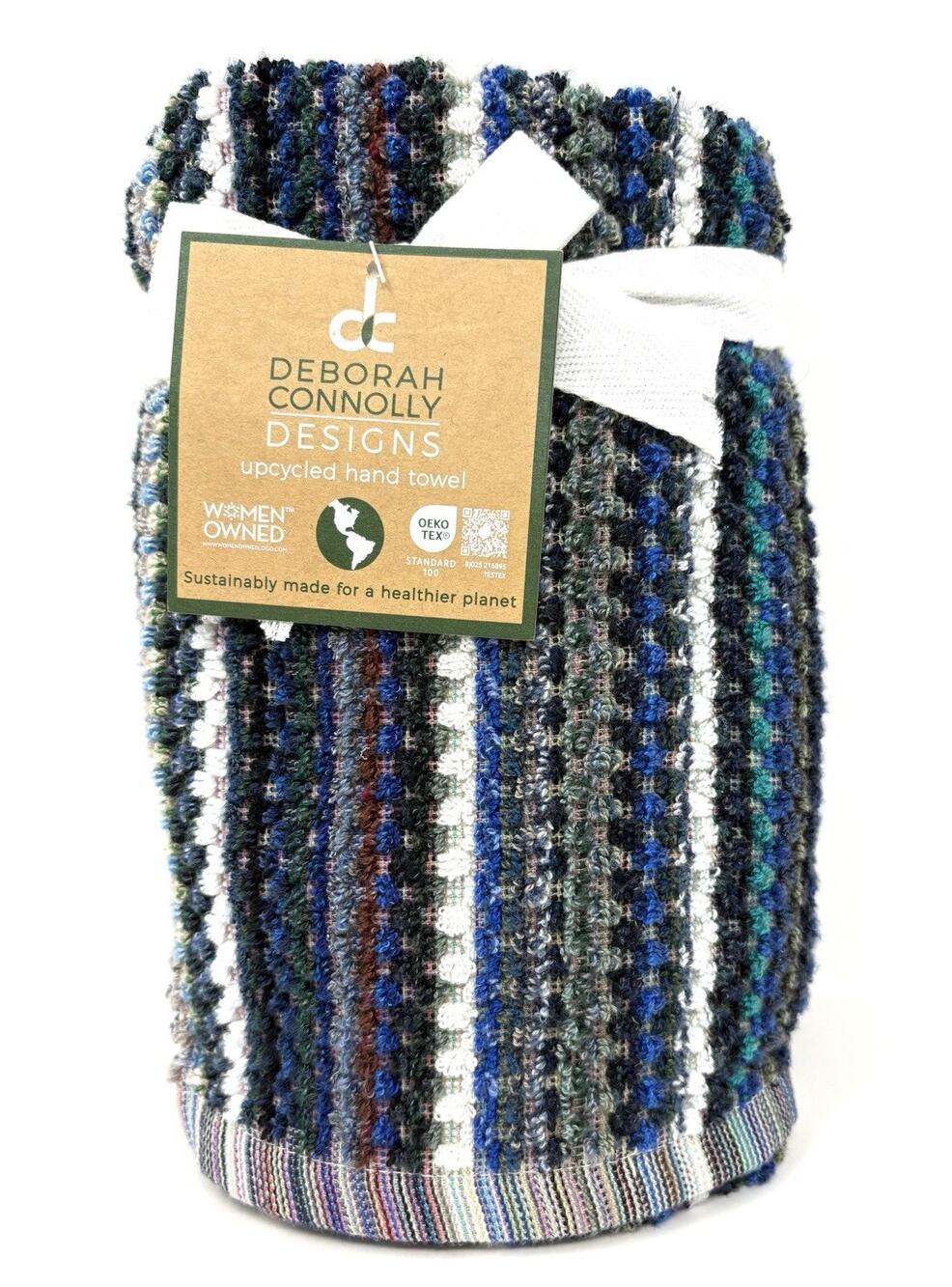 Deborah Connolly Striped Hand Towels Multicolor Blue Gray Colorful NWT Multi